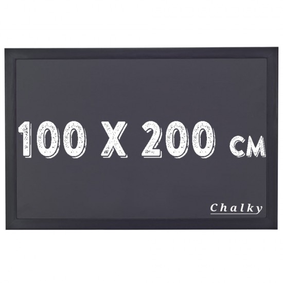 Chalky Kara Tahta Siyah Çerçeveli Tebeşir Yazı Tahtası 100x200 cm - Siyah