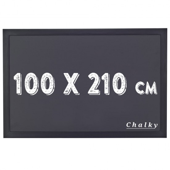 Chalky Kara Tahta Siyah Çerçeveli Tebeşir Yazı Tahtası 100x210 cm - Siyah