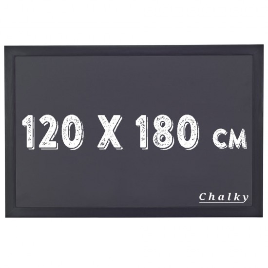 Chalky Kara Tahta Siyah Çerçeveli Tebeşir Yazı Tahtası 120x180 cm - Siyah