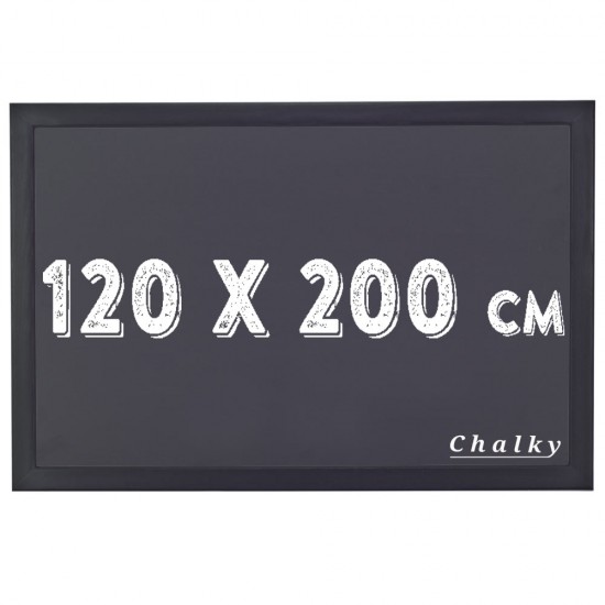 Chalky Kara Tahta Siyah Çerçeveli Tebeşir Yazı Tahtası 120x200 cm - Siyah