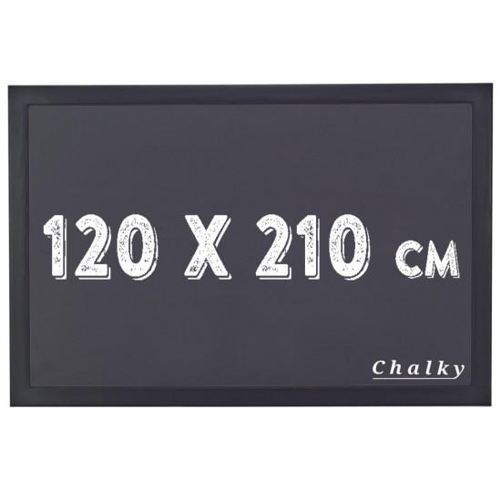 Chalky Kara Tahta Siyah Çerçeveli Tebeşir Yazı Tahtası 120x210 cm - Siyah