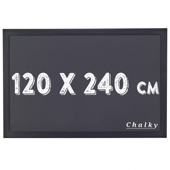 Chalky Kara Tahta Siyah Çerçeveli Tebeşir Yazı Tahtası 120x240 cm - Siyah