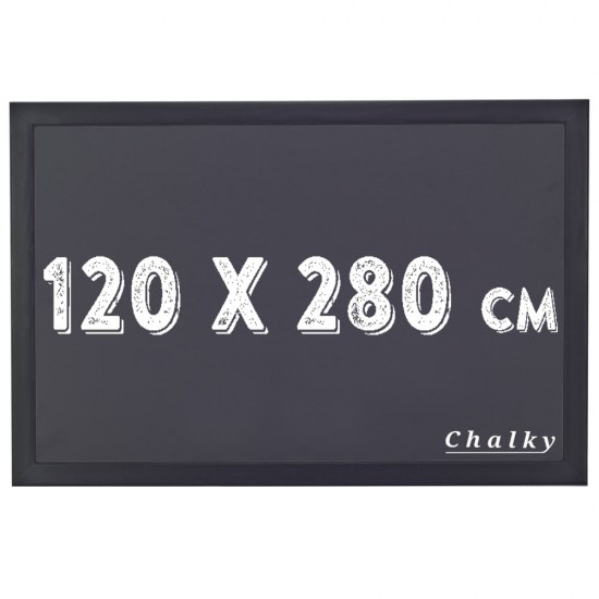 Chalky Kara Tahta Siyah Çerçeveli Tebeşir Yazı Tahtası 120x280 cm - Siyah