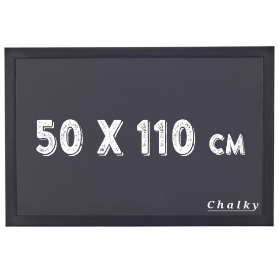 Chalky Kara Tahta Siyah Çerçeveli Tebeşir Yazı Tahtası 50x110 cm - Siyah