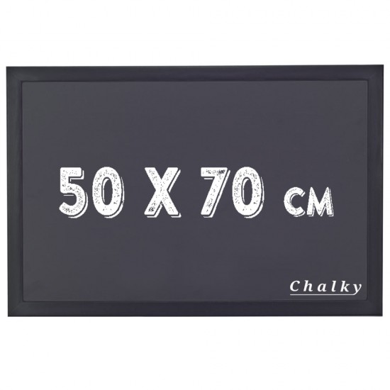 Chalky Kara Tahta Siyah Çerçeveli Tebeşir Yazı Tahtası 50x70 cm - Siyah
