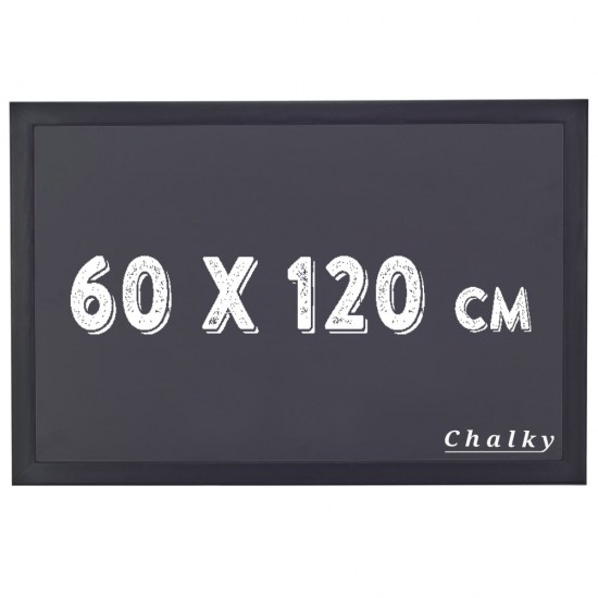 Chalky Kara Tahta Siyah Çerçeveli Tebeşir Yazı Tahtası 60x120 cm - Siyah