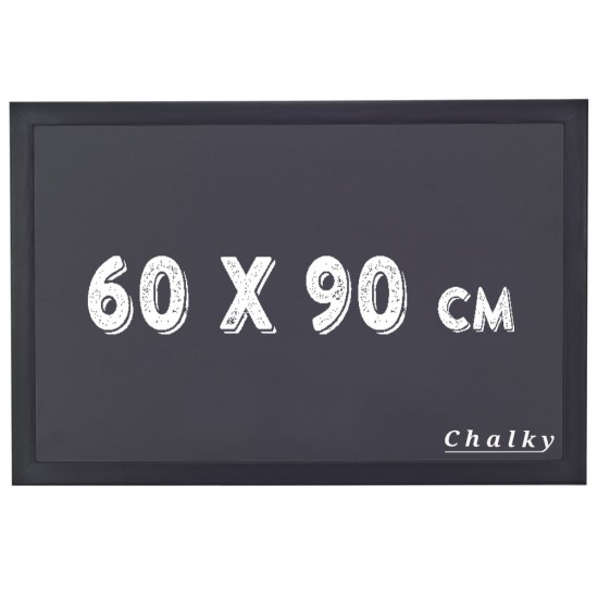 Chalky Kara Tahta Siyah Çerçeveli Tebeşir Yazı Tahtası 60x90 cm - Siyah