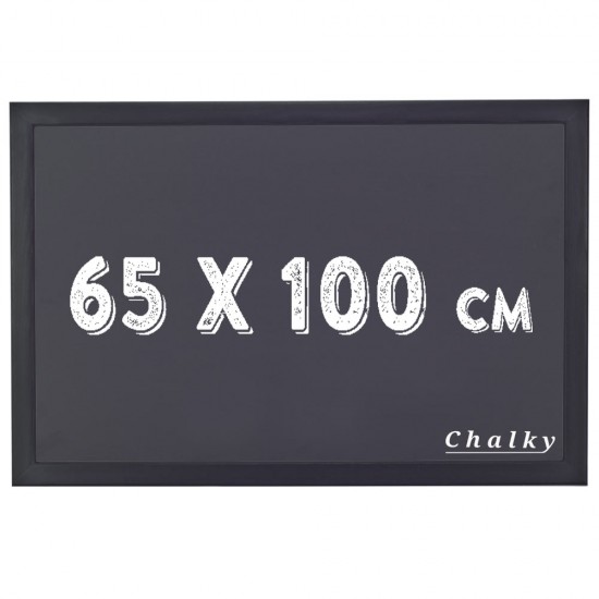 Chalky Kara Tahta Siyah Çerçeveli Tebeşir Yazı Tahtası 65x100 cm - Siyah