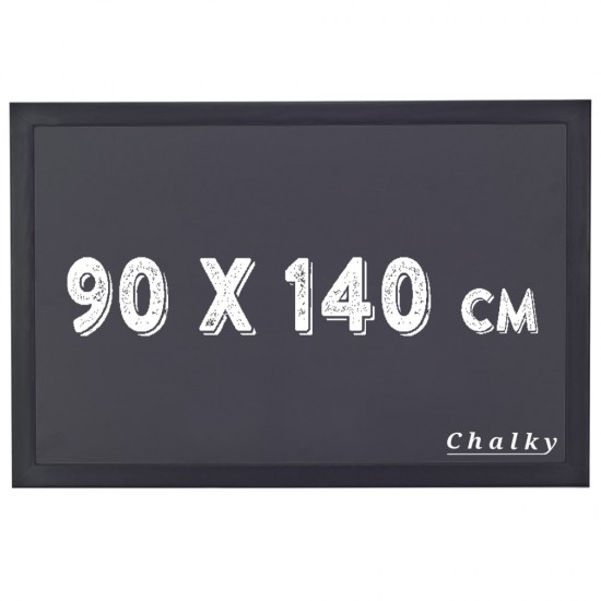 Chalky Kara Tahta Siyah Çerçeveli Tebeşir Yazı Tahtası 90x140 cm - Siyah