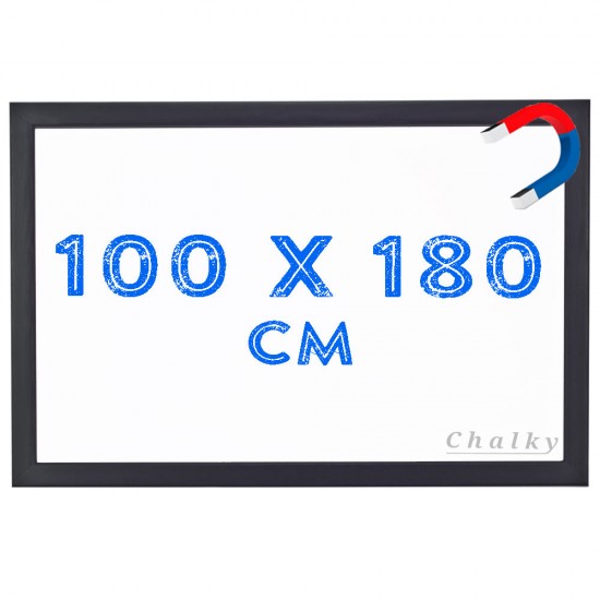 Chalky Manyetik Beyaz Yazı Tahtası Siyah Çerçeveli 100x180 cm