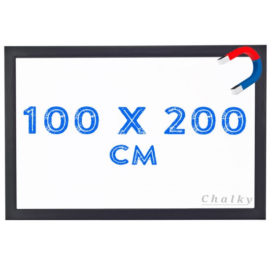 Chalky Manyetik Beyaz Yazı Tahtası Siyah Çerçeveli 100x200 cm