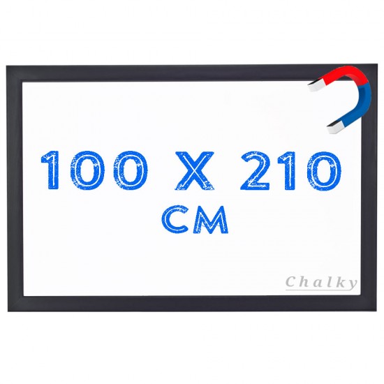 Chalky Manyetik Beyaz Yazı Tahtası Siyah Çerçeveli 100x210 cm