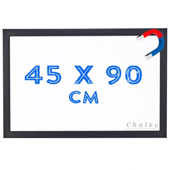 Chalky Manyetik Beyaz Yazı Tahtası Siyah Çerçeveli 45x90 cm