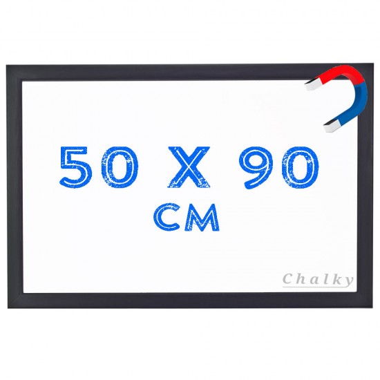 Chalky Manyetik Beyaz Yazı Tahtası Siyah Çerçeveli 50x90 cm