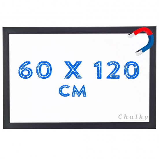 Chalky Manyetik Beyaz Yazı Tahtası Siyah Çerçeveli 60x120 cm