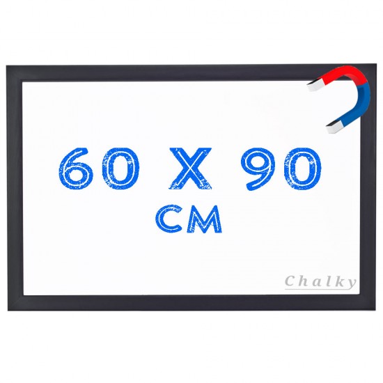 Chalky Manyetik Beyaz Yazı Tahtası Siyah Çerçeveli 60x90 cm