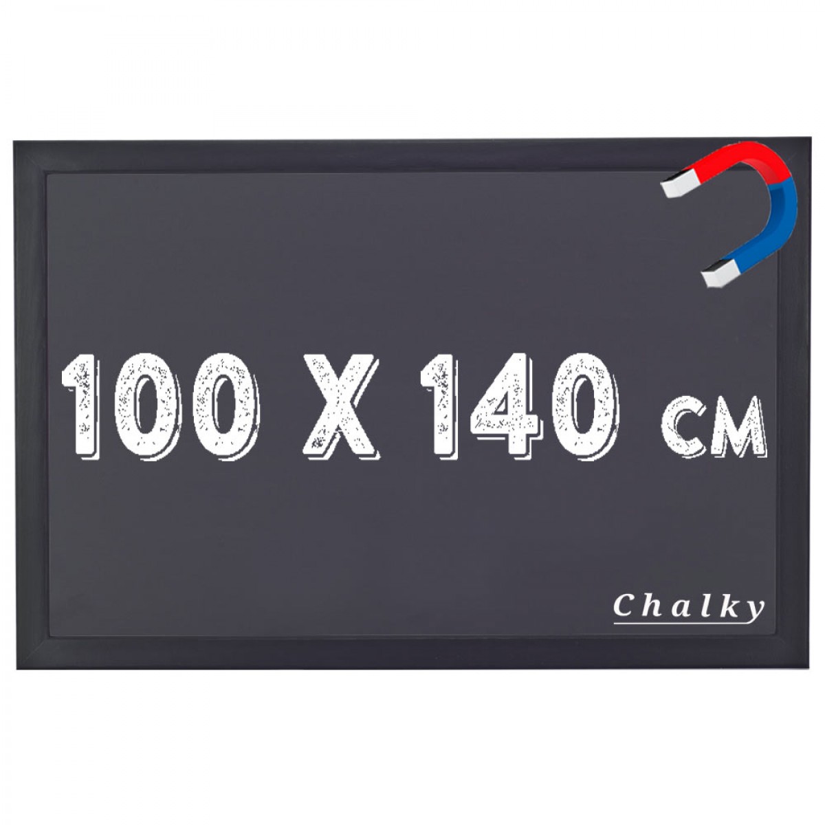Chalky Manyetik Kara Tahta Siyah Çerçeveli - Tebeşir Yazı Tahtası 100x140 cm - Siyah