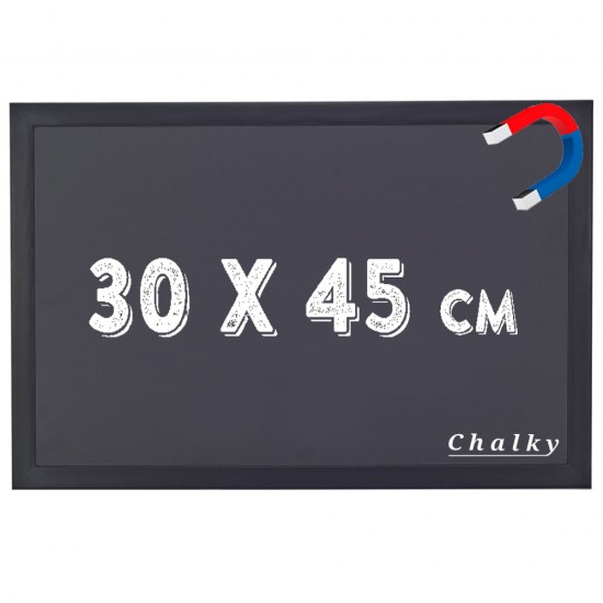 Chalky Manyetik Kara Tahta Siyah Çerçeveli - Tebeşir Yazı Tahtası 30x45 cm - Siyah
