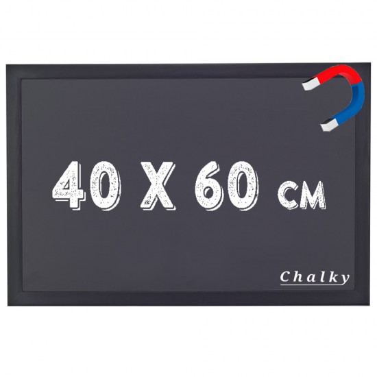 Chalky Manyetik Kara Tahta Siyah Çerçeveli - Tebeşir Yazı Tahtası 40x60 cm - Siyah