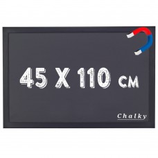 Chalky Manyetik Kara Tahta Siyah Çerçeveli - Tebeşir Yazı Tahtası 45x110 cm - Siyah