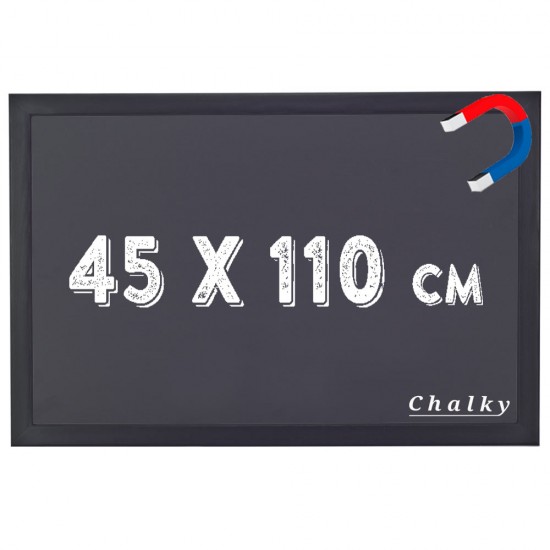 Chalky Manyetik Kara Tahta Siyah Çerçeveli - Tebeşir Yazı Tahtası 45x110 cm - Siyah