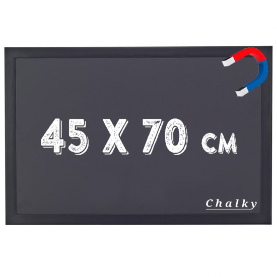 Chalky Manyetik Kara Tahta Siyah Çerçeveli - Tebeşir Yazı Tahtası 45x70 cm - Siyah