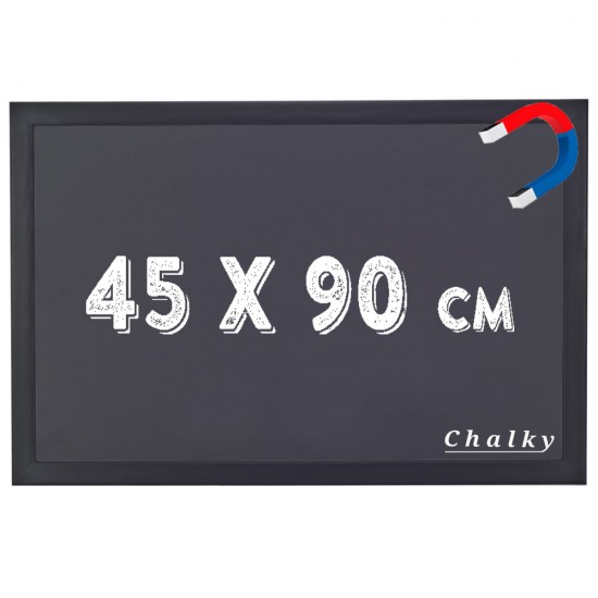 Chalky Manyetik Kara Tahta Siyah Çerçeveli - Tebeşir Yazı Tahtası 45x90 cm - Siyah