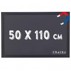 Chalky Manyetik Kara Tahta Siyah Çerçeveli - Tebeşir Yazı Tahtası 50x110 cm - Siyah