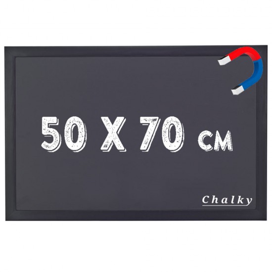 Chalky Manyetik Kara Tahta Siyah Çerçeveli - Tebeşir Yazı Tahtası 50x70 cm - Siyah