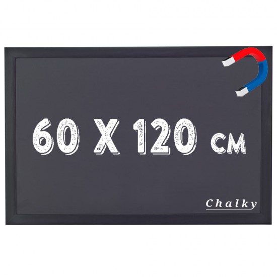 Chalky Manyetik Kara Tahta Siyah Çerçeveli - Tebeşir Yazı Tahtası 60x120 cm - Siyah