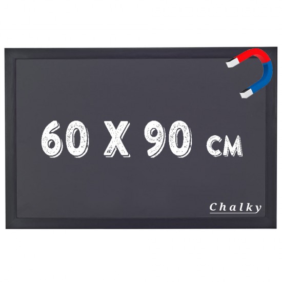 Chalky Manyetik Kara Tahta Siyah Çerçeveli - Tebeşir Yazı Tahtası 60x90 cm - Siyah