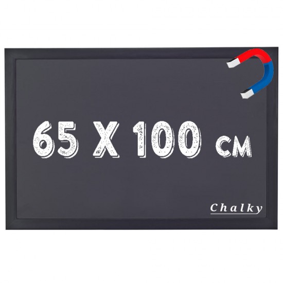 Chalky Manyetik Kara Tahta Siyah Çerçeveli - Tebeşir Yazı Tahtası 65x100 cm - Siyah