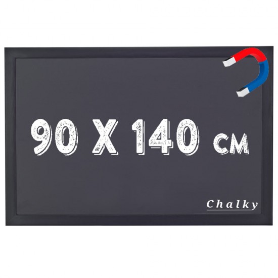 Chalky Manyetik Kara Tahta Siyah Çerçeveli - Tebeşir Yazı Tahtası 90x140 cm - Siyah